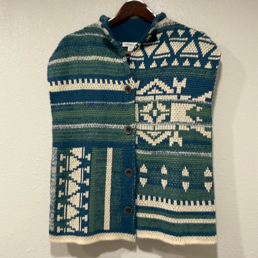 Vintage Coldwater Creek Fair Isle Knit Button Up Sweater Vest Women’s Size Small